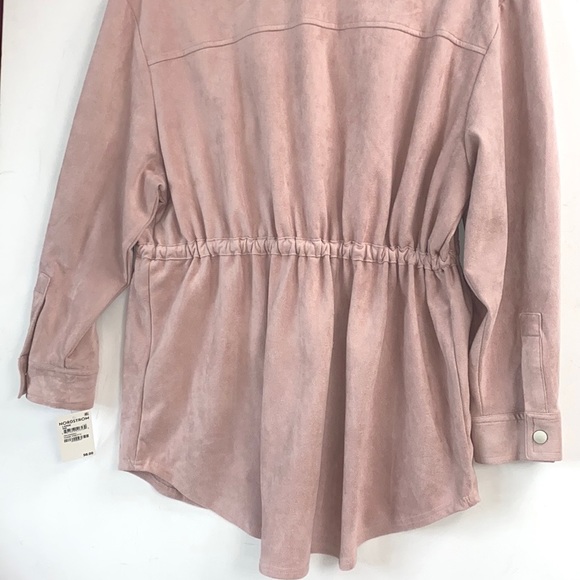 (A54) Blank NYC  Think Pretty Shirt, Faux Suede Shacket, Blush, Size Large, NWT - Picture 9 of 12